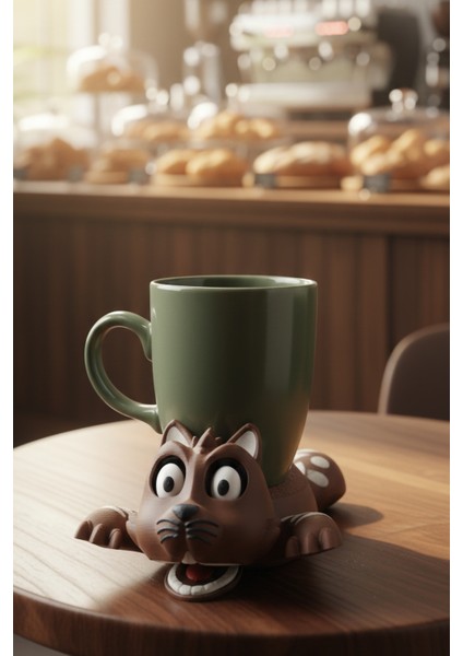 Sevimli Kedi Bardak Altlığı – Hareketli ve Eğlenceli Kupa Altlığı