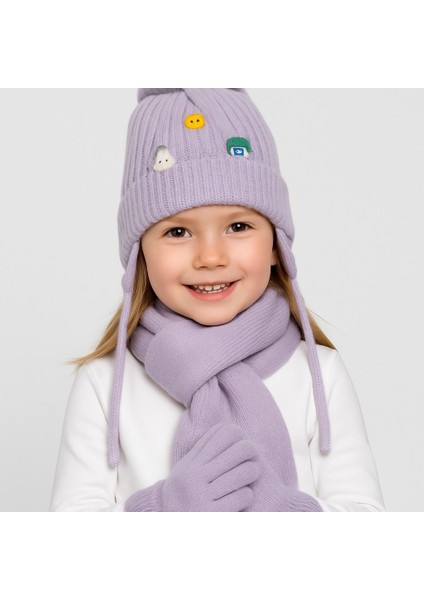 Figürlü Aplikeli 3'lü Çocuk Bere Takım