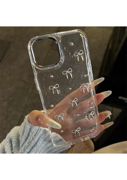 Xiaomi Poco X7 Pro Kılıf Kamera Koruyucu Simli Fiyonk Desenli Kabartmalı Şeffaf Slikon Kapak indirimleri