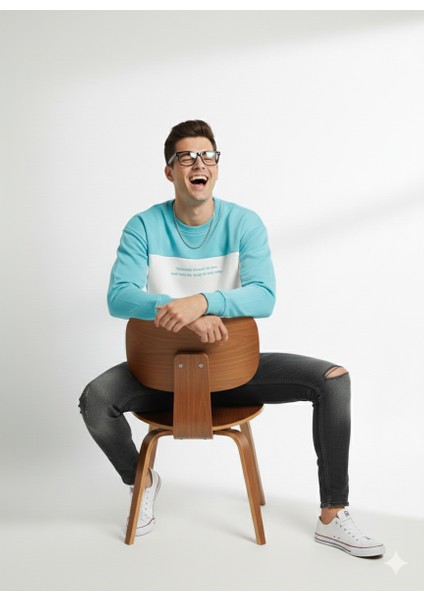 Erkek Bisiklet Yaka Çift Iplikli Baskılı Içi Pamuklu Sweatshirt fiyatları