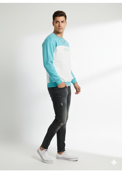 Erkek Bisiklet Yaka Çift Iplikli Baskılı Içi Pamuklu Sweatshirt fırsatları