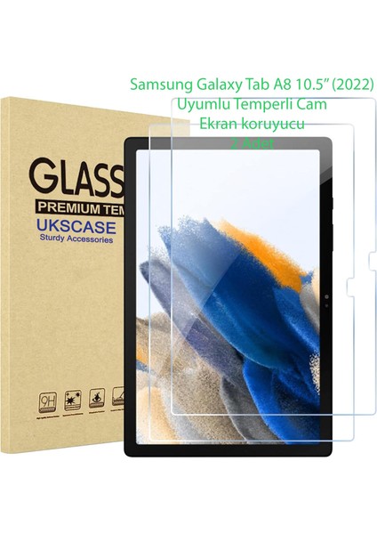 Samsung Galaxy Tab A8 10.5'' 2022* (X200/X205/X207) Uyumlu Temperli Cam Ekran Koruyucu 2 Adet*