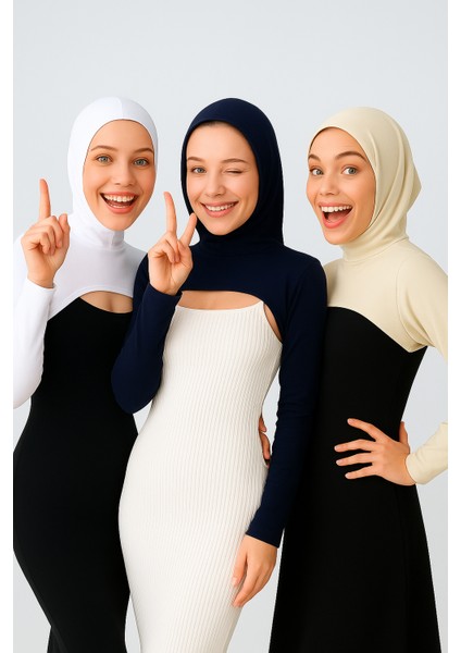 3'lü Ekonomik Set Boneli Boyunluklu Kolluk - Beyaz, Bej ve Lacivert