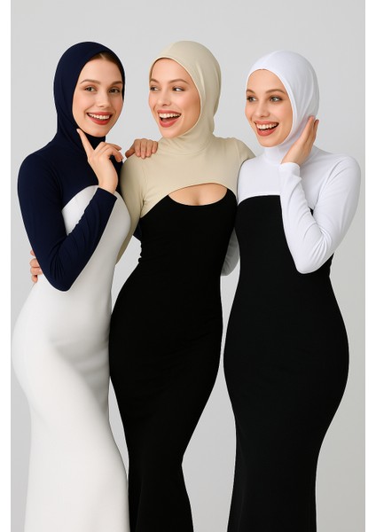 3'lü Ekonomik Set Boneli Boyunluklu Kolluk - Beyaz, Bej ve Lacivert fiyatları