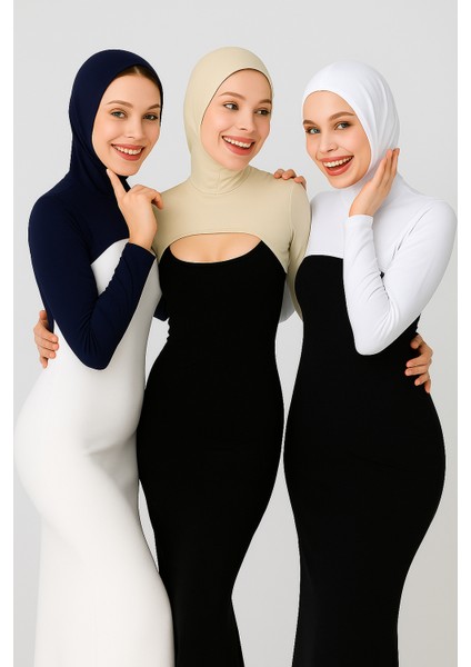 3'lü Ekonomik Set Boneli Boyunluklu Kolluk - Beyaz, Bej ve Lacivert fırsatları