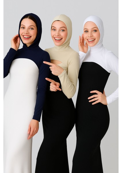 3'lü Ekonomik Set Boneli Boyunluklu Kolluk - Beyaz, Bej ve Lacivert