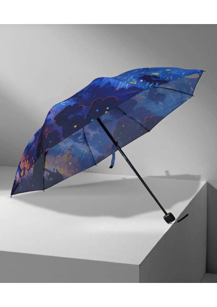 Yıldızlı Geceler Desenli Çok Renkli 8 Telli Rüzgarlıktaki Şemsiye fiyatları