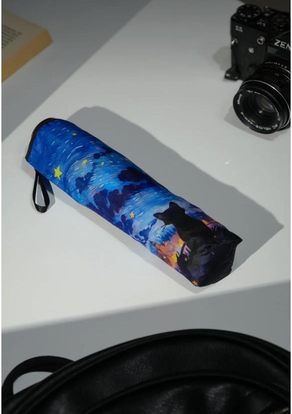 Yıldızlı Geceler Desenli Çok Renkli 8 Telli Rüzgarlıktaki Şemsiye fırsatları