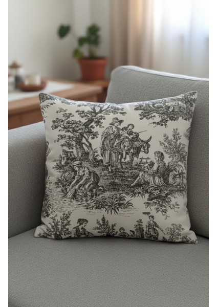 Fransız Köylüler Rustik Dekoratif 4'lü Yastık Kırlent Kılıfı Takımı modelleri