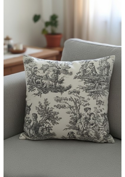 Fransız Köylüler Rustik Dekoratif 4'lü Yastık Kırlent Kılıfı Takımı fırsatları