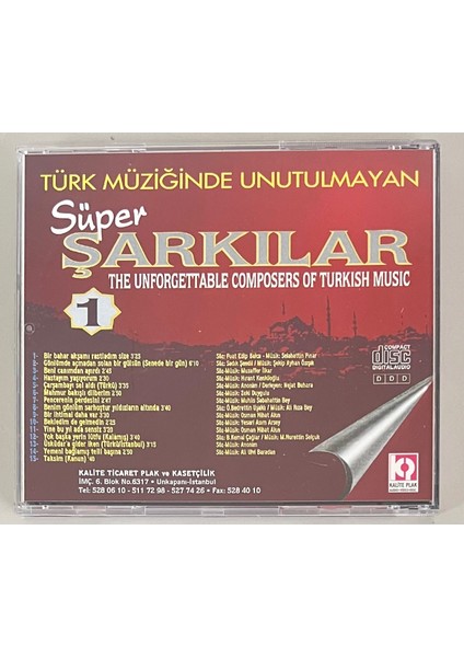 Türk Müziğinde Unutulmayan Süper Şarkılar 1 CD (Orijnal Dönem Baskı Cd) fiyatları