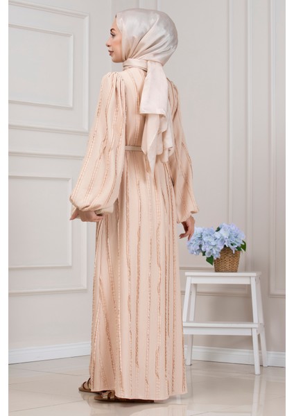 Fırfır Detaylı Rüya Elbise-Bej indirimleri