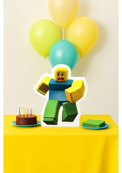 Ayaklı Pano Roblox Noob Temalı 33X29 cm Doğum Günü Masa Dekoru Çocuk Odası Süsü indirimleri