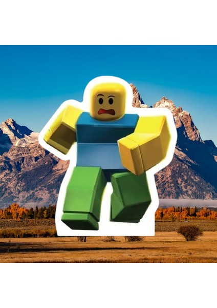 Ayaklı Pano Roblox Noob Temalı 33X29 cm Doğum Günü Masa Dekoru Çocuk Odası Süsü