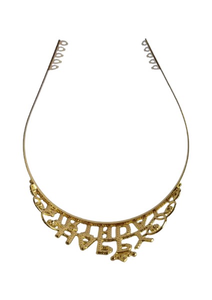 Taç Metal Taşlı Happy Birth.gold Yıldızlı Lüks Üst modelleri