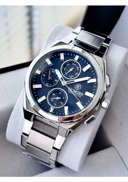 Multifonksiyon Erkek Kol Saati 3 Atm Gümüş Renk Faturalı Bileklik Hediyeli HMSF54T21