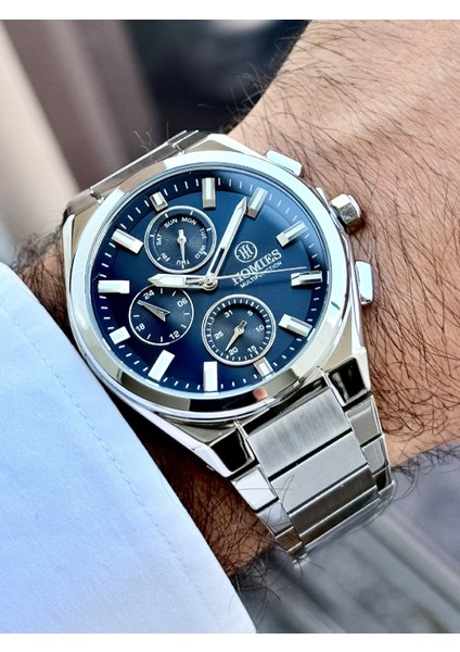 Multifonksiyon Erkek Kol Saati 3 Atm Gümüş Renk Faturalı Bileklik Hediyeli HMSF54T21 fiyatları