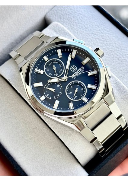 Multifonksiyon Erkek Kol Saati 3 Atm Gümüş Renk Faturalı Bileklik Hediyeli HMSF54T21 modelleri