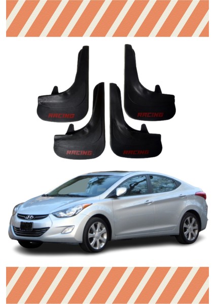 Hyundai Elentra 2010-2015 Racing Yazılı 4'lü Tozluk Çamurluk Paçalık