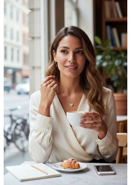 Kalpli Figürlü Zirkon Taşlı Bombeli 14 Ayar Altın Kolye fırsatları