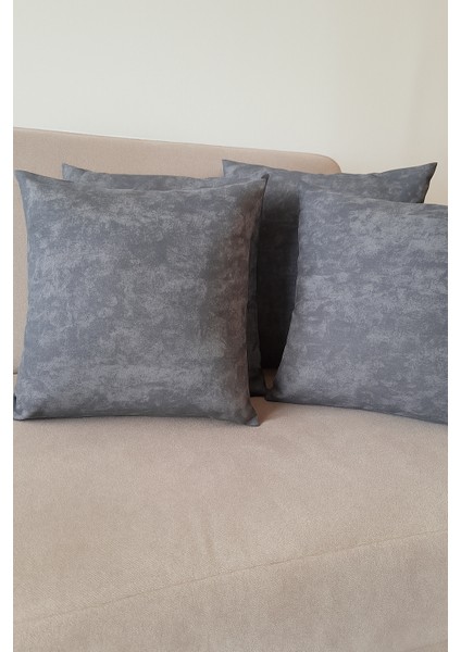 Antrasit Karışık Dekoratif 4'lü Yastık Kırlent Kılıfı Takımı