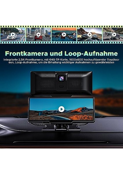 Kablosuz ve Auto, 2k Ön Dashcam&apos;li Araba, Bluetooth 5.0/s/fm/aux/mirror LINK/64G Tf Card ile Taşınabilir 9.26 Inç Full Hd Dokunmatik Ekran Monitör modelleri