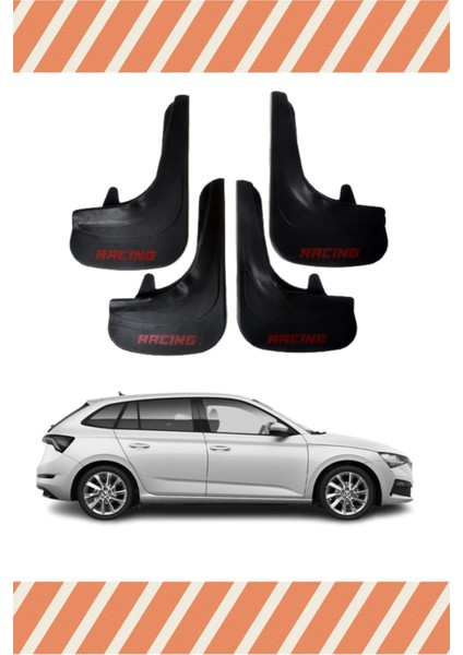 Skoda Scala Racing Yazılı 4'lü Tozluk Çamurluk Paçalık