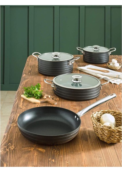 Cardin Granit Graniks Tencere Seti Siyah 7 Parça