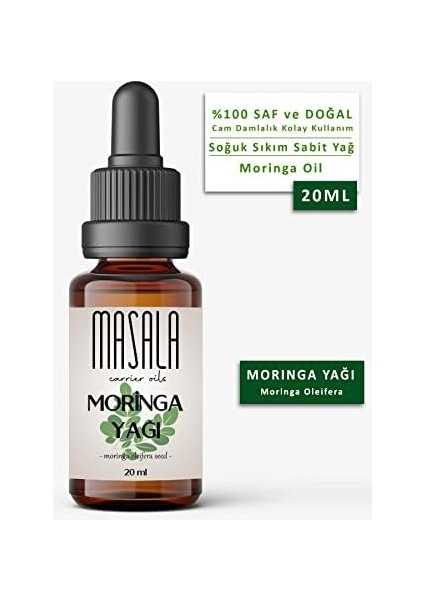 Masala Moringa Yağı 20 Ml. Soğuk Pres (Moringa Carrier Oil) modelleri