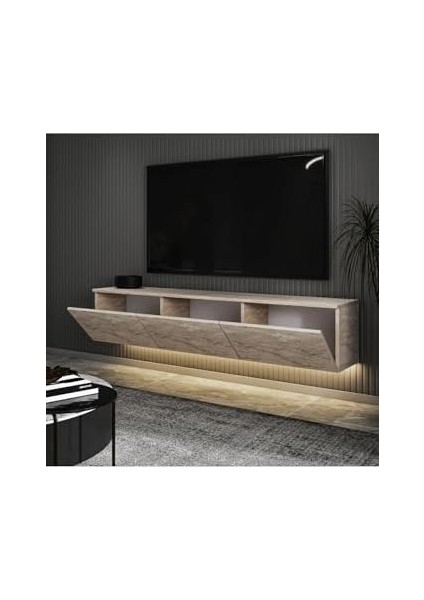 LED Işıklı Duvara Monte,3 Kapaklı Tv Ünitesi,tv Sehpası Trrten modelleri