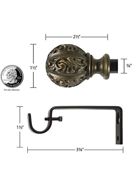 - 29992-26DW Yaprak Topu 5/8" Çubuğu Seti, 66 Ila 110 Cm, Eskitilmiş Fildişi modelleri