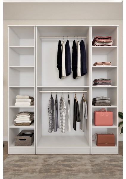 Ases ELA863 Geniş Derin Gardırop 4 Kapaklı Bol Raflı 2 Askılıklı Kullanışlı Giysi Dolabı