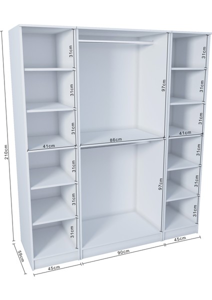 Ases ELA863 Geniş Derin Gardırop 4 Kapaklı Bol Raflı 2 Askılıklı Kullanışlı Giysi Dolabı fırsatları