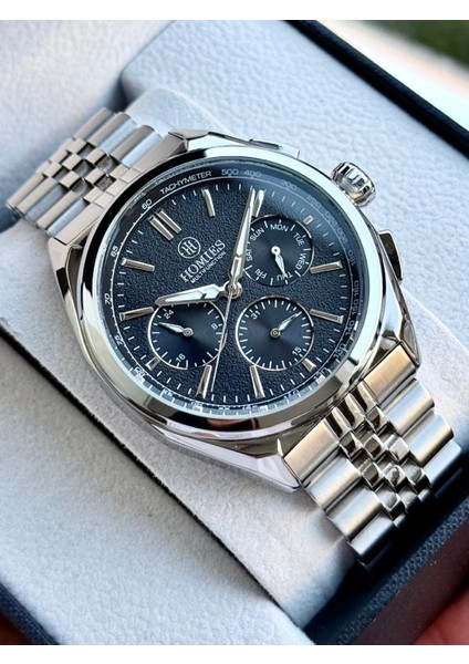 Multifonksiyon Erkek Kol Saati 3 Atm Gümüş Renk Bileklik Hediyeli HMSH5IU8