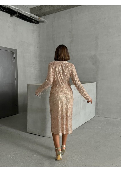 tüy pullu etek - taş gold modelleri