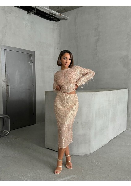 tüy pullu etek - taş gold fırsatları