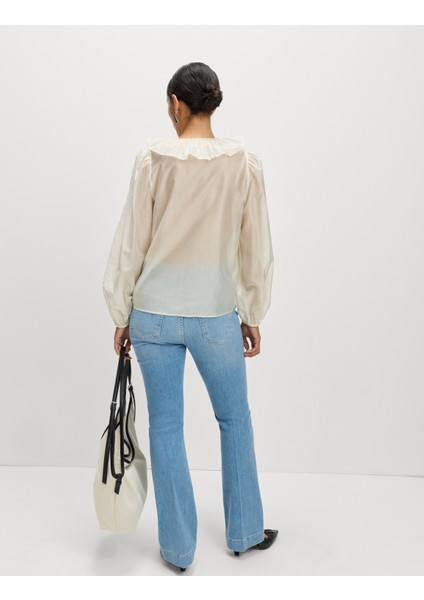 Lyocell Karışımlı Volan Detaylı V Yaka Bluz modelleri