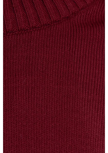 Kadın Oversize Geniş Kesim Bisiklet Yaka bordo Kazak