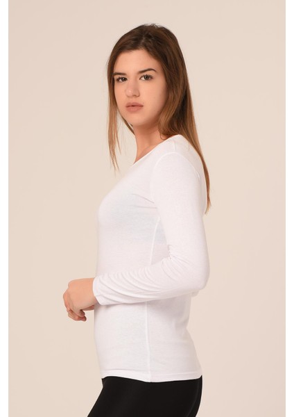Yuvarlak Yaka Uzun Kollu Pamuklu Beyaz Body fiyatları