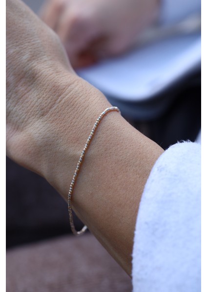 14 Ayar Altın Mini Dorika Toplu Üç Renkli Bileklik