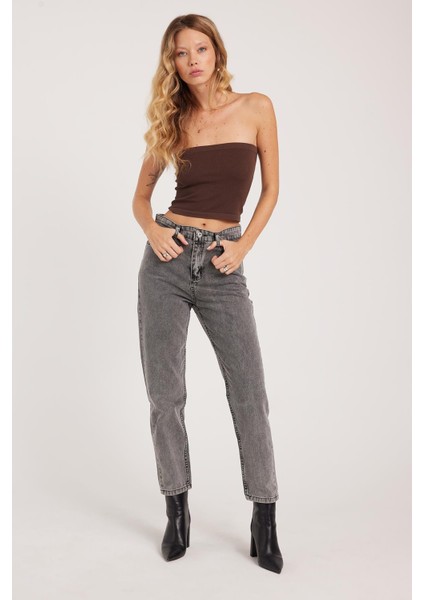 Kadın Slim Fit Dar Kesim Pamuklu Dar Paça Antrasit Jean Pantolon fırsatları