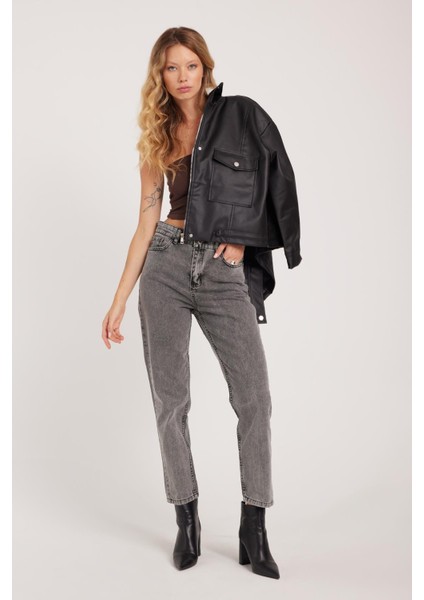 Kadın Slim Fit Dar Kesim Pamuklu Dar Paça Antrasit Jean Pantolon indirimleri