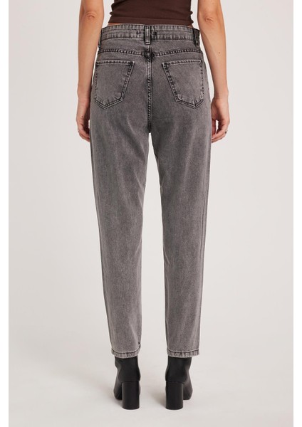 Kadın Slim Fit Dar Kesim Pamuklu Dar Paça Antrasit Jean Pantolon