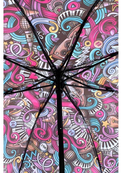 Renkli Müzik Desenli Katlanabilir Rüzgarlık, 8 Tellili, Dayanıklı, Şık, Hafif modelleri