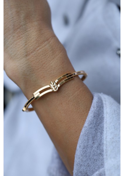 14 Ayar Altın Başak Modelli Ajda Kaburga Kelepçe