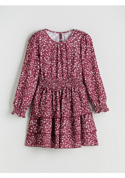 Yeni Sezon Bisiklet Yaka Çiçekli Kız Çocuk Elbise modelleri