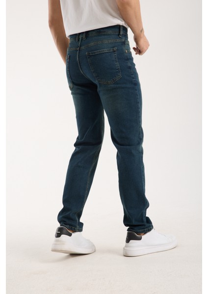 Erkek Pantolon Regular Fit Yeşil Tint Fermuarlı Rahat Giyim Jeans fırsatları
