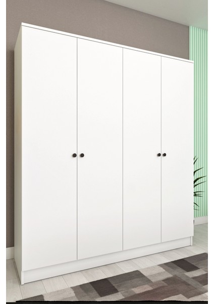 Ases ELA536 Geniş Gardırop Bol Raflı Askılıklı 4 Kapaklı ve 2 Ayrı Renk Beyaz - Safir Meşe fiyatları