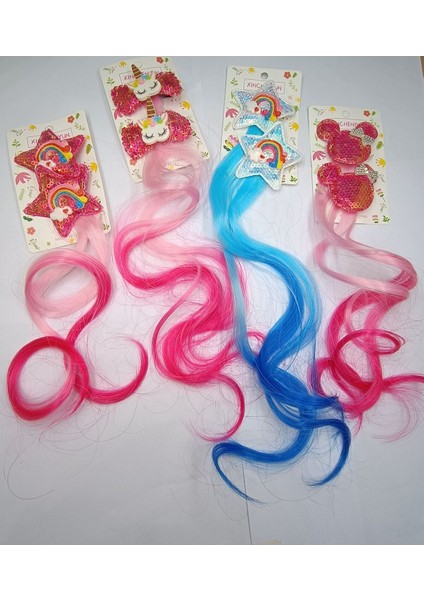 Unicorn Gökkuşağı Mickey Saç Rengarenk Saçlı 2'li Pens Toka Hediyelik 1 Adet