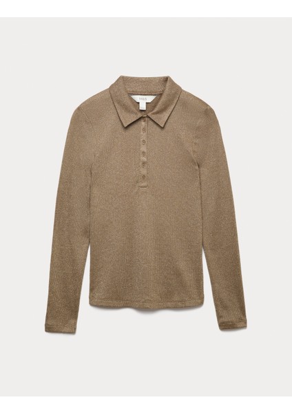 Uzun Kollu Düğme Detaylı Bluz